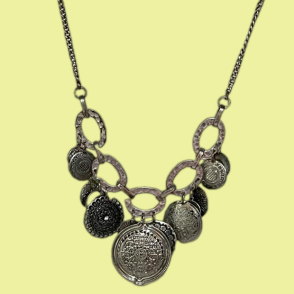 Lost in the 🔥 Multi-Textured Charm Bib Necklace - Picture 1 of 8